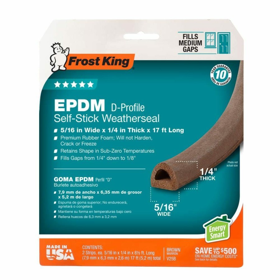 Weather Stripping * | Frost King 5/16 In. X 1/4 In. X 17 Ft. Brown Epdm Cellular Rubber Weather-Strip Tape