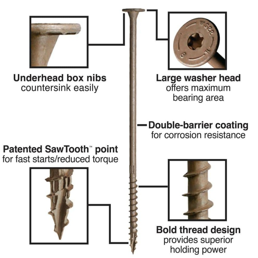 Fasteners * | Simpson Strong-Tie 0.220 In. X 8 In. T40 6-Lobe, Washer Head, Strong-Drive Sdws Timber Screw, Exterior Grade (50-Pack)