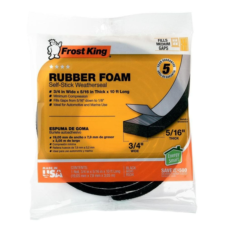 Weather Stripping * | Frost King 3/4 In. X 5/16 In. X 10 Ft. Black Rubber Foam Weatherseal Tape