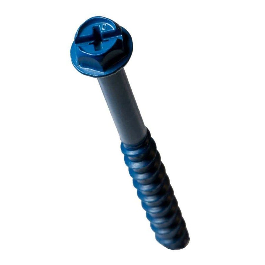 Fasteners * | Simpson Strong-Tie Titen Turbo 1/4 In. X 1-3/4 In. Hex-Head Concrete And Masonry Screw, Blue (200-Pack)