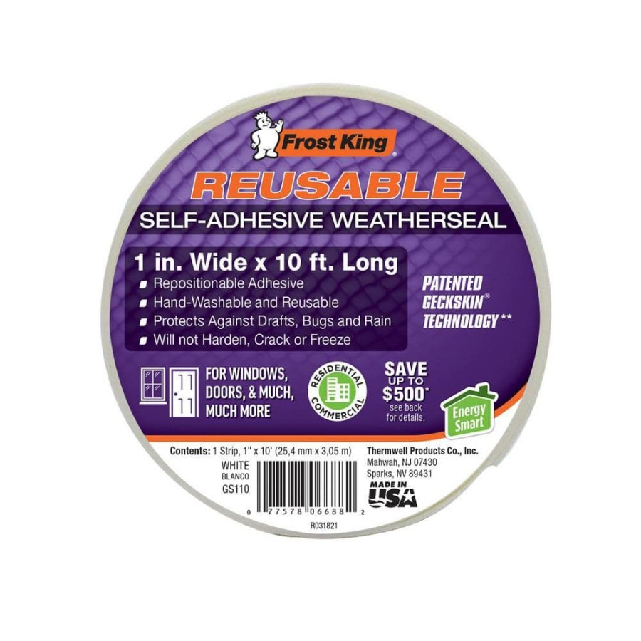 Weather Stripping * | Frost King 1 In. X 1/4 In. X 10 Ft. White Ezsuperseal No Mistake Weatherstrip Tape