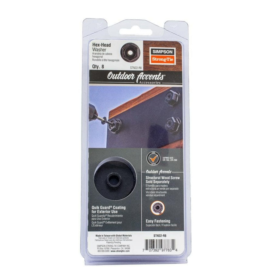 Fasteners * | Simpson Strong-Tie Outdoor Accents Black Powder-Coated Hex-Head Washer (8-Pack)