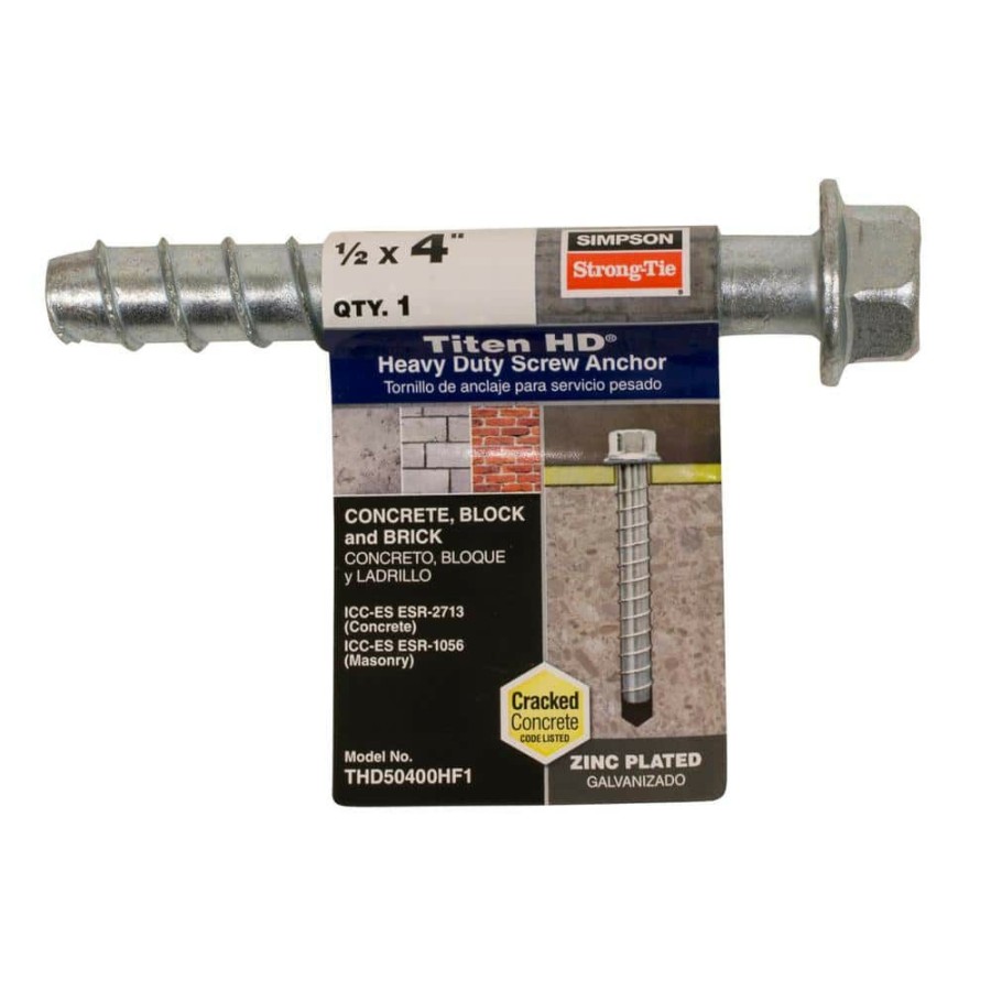 Fasteners * | Simpson Strong-Tie Titen Hd 1/2 In. X 4 In. Zinc-Plated Heavy-Duty Screw Anchor