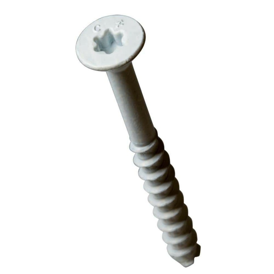 Fasteners * | Simpson Strong-Tie 1/4 In. X 3-3/4 In. Flat Head Star Drive White Titen Turbo Concrete Screws (200-Pack)