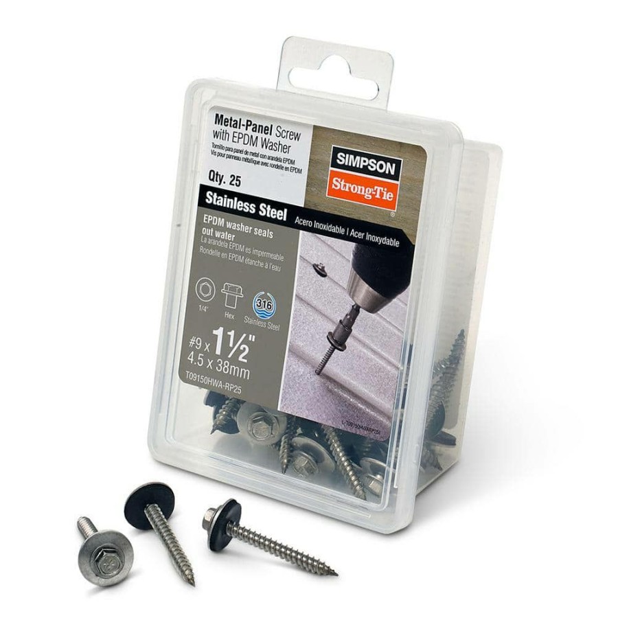 Fasteners * | Simpson Strong-Tie #9 X 1-1/2 In. Stainless Steel Metal-Panel Screw (25-Qty)