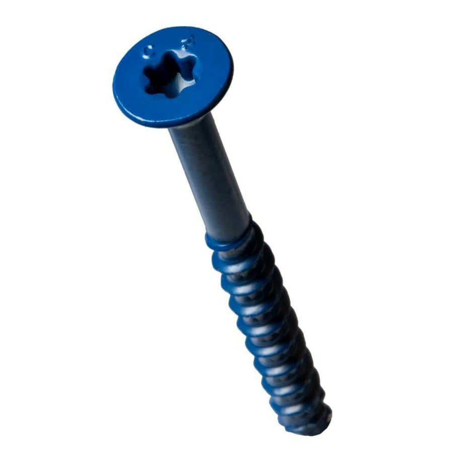 Fasteners * | Simpson Strong-Tie Titen Turbo 1/4 In. X 1-3/4 In. 6-Lobe Flat-Head Concrete And Masonry Screw, Blue (75-Pack)