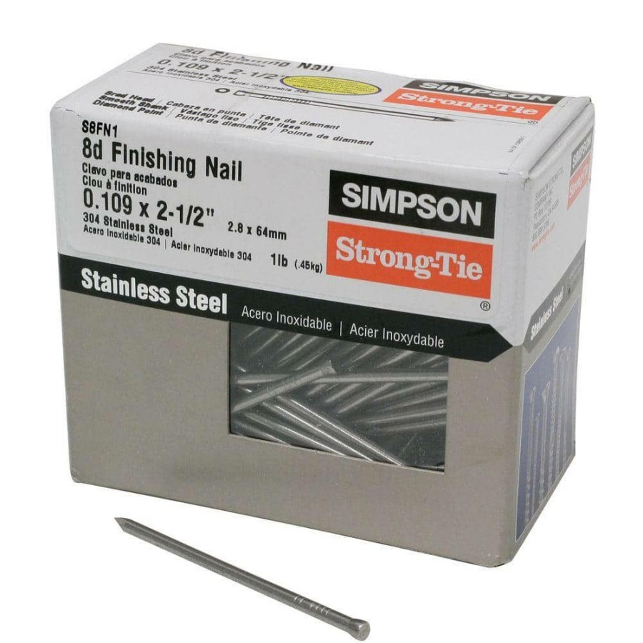 Fasteners * | Simpson Strong-Tie 0.113 In. X 2-1/2 In. Type 304 Stainless Steel Finishing Nail (1 Lb.)