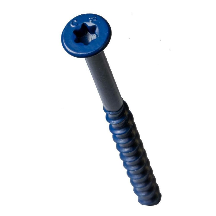 Fasteners * | Simpson Strong-Tie Titen Turbo 3/16 In. X 3-1/4 In. 6-Lobe Flat-Head Concrete And Masonry Screw, Blue (75-Pack)