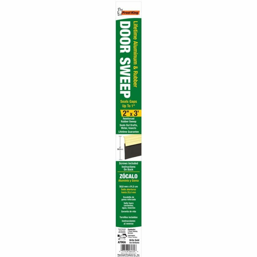 Weather Stripping * | Frost King E/O 2 In. X 36 In. Brite Gold Reinforced Rubber Door Sweep