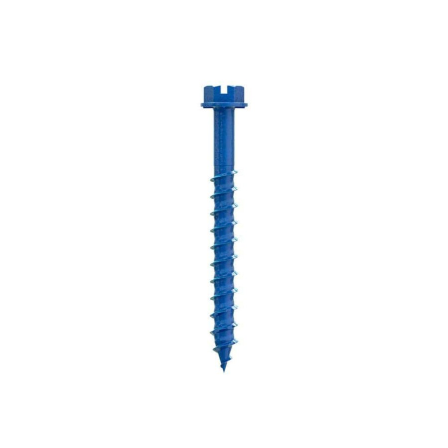 Fasteners * | Simpson Strong-Tie Titen Turbo 1/4 In. X 2-1/4 In. Hex-Head Concrete And Masonry Screw, Blue (75-Pack)