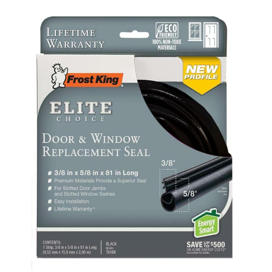 Weather Stripping * | Frost King 1/2 In. X 1/2 In. X 81 In. Elite Black Lifetime Bulb Shape Door Weatherseal Replacement