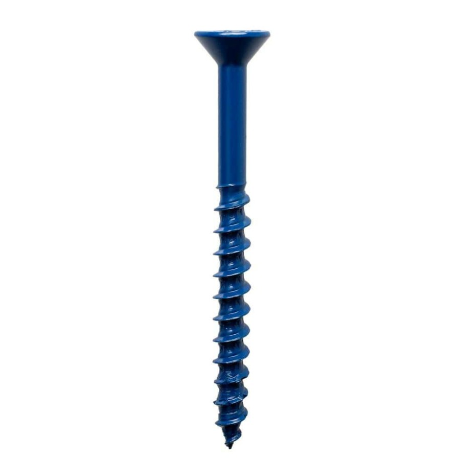 Fasteners * | Simpson Strong-Tie Titen Turbo 1/4 In. X 2-3/4 In. 6-Lobe Flat-Head Concrete And Masonry Screw, Blue (200-Pack)