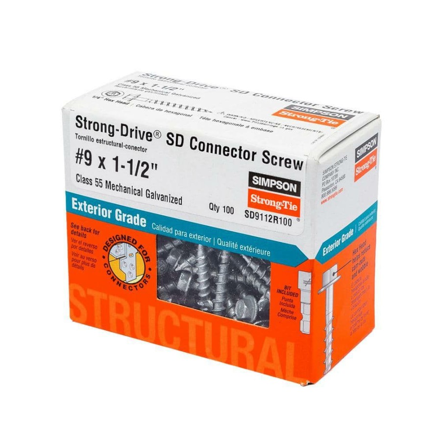 Fasteners * | Simpson Strong-Tie #9 X 1-1/2 In. 1/4-Hex Drive, Strong-Drive Sd Connector Screw (100-Pack)